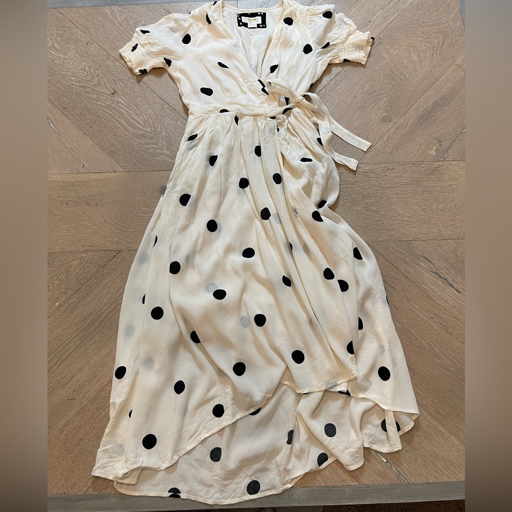 Anthropologie Maeve Breanna Maxi Side-Tie Wrap Polka Dot dress - Picture 4 of 9